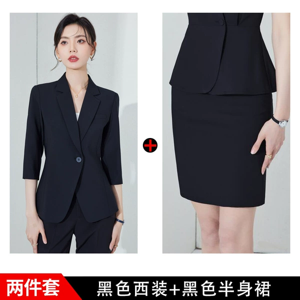 Classic suit jacket, black skirt