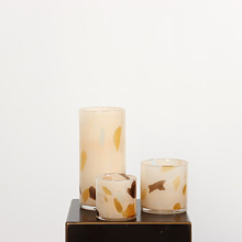 ins奶黄彩点直筒花瓶蜡烛杯组合手工琉璃花器插花摆件玻璃瓶家居