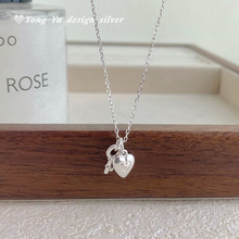 S999纯银时尚公主轻奢钥匙爱心项链女甜美可爱ins百搭锁骨链代发