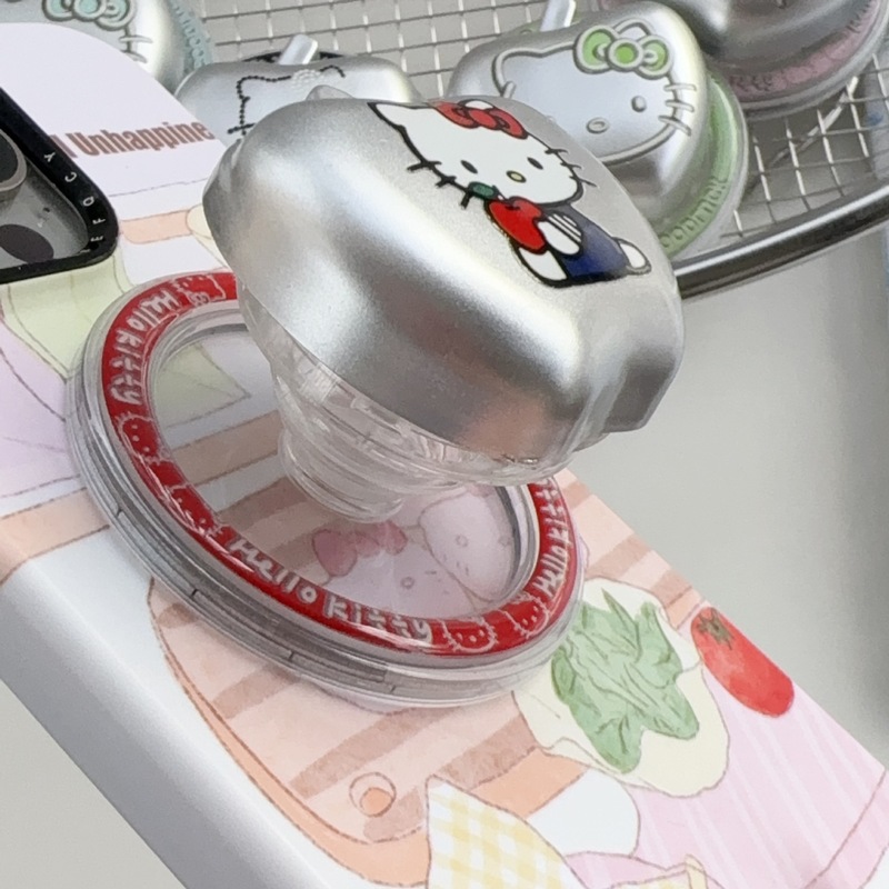 電気メッキボトルキャップアップルキティ猫ホルダー magsafe 磁気携帯電話ケースデスクトップ怠惰なアーティファクトクリエイティブに適しています|undefined