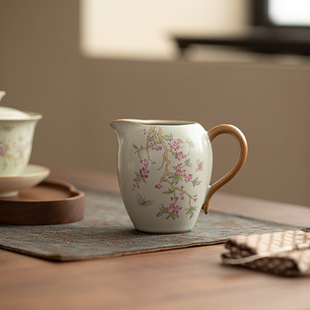 Light Luxury Ru Kiln justice cup single high-grade wisteria flower filter kung fu tea set tea sea uniform cup male cup sub-tea ware