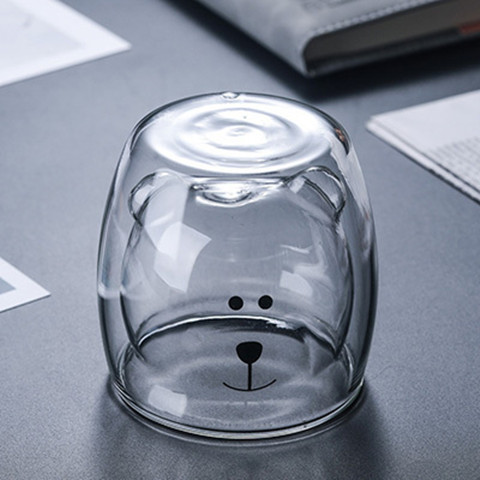 Lindo Panda de doble capa de vidrio resistente al calor Super lindo Panda taza de agua de la taza de la mujer estudiante transparente hogar taza de té