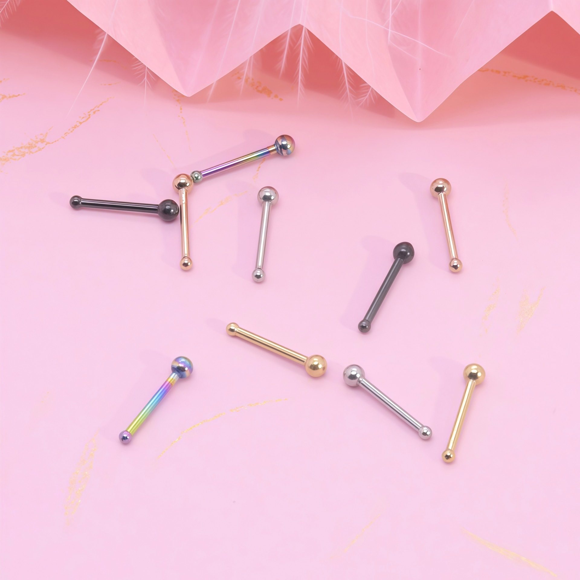 Stainless Steel Nose Stud With Small Round Ball Piercing Jewelry_voghion.com