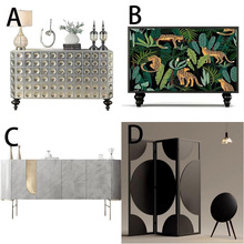 艺术彩绘玄关柜新古典装饰柜美式轻奢餐边柜复古做旧工业风储物柜