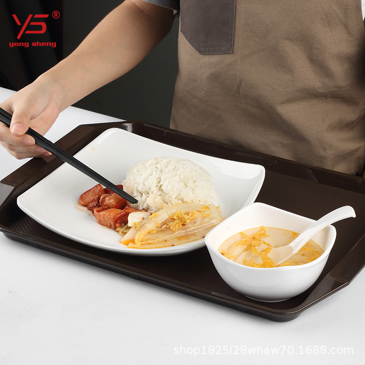 Yongsheng placa de la cantina Placa de comida rápida resistente a la caída de melamina comercial plato de arroz plato de comida rápida restaurante vajilla especial traje image 3