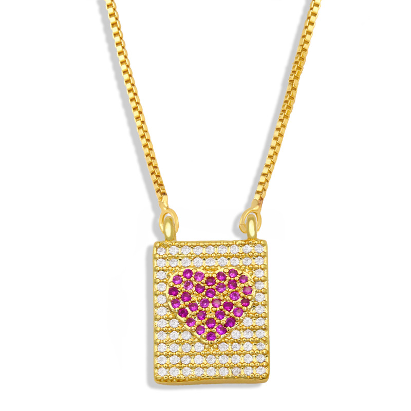 Diamond-studded Heart-shaped Pendant Necklace display picture 6