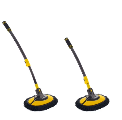Car-Specific Curved Handle Car Wash Mop, Dust Removal Brush, Non-Damaging to Paint, Car Wash Tool, Long Handle Car Cleaning Brush (Car cleaning tools) - black-and-yellow-opp-bag-packaging-double-section-bent-pole-car-wash-mop