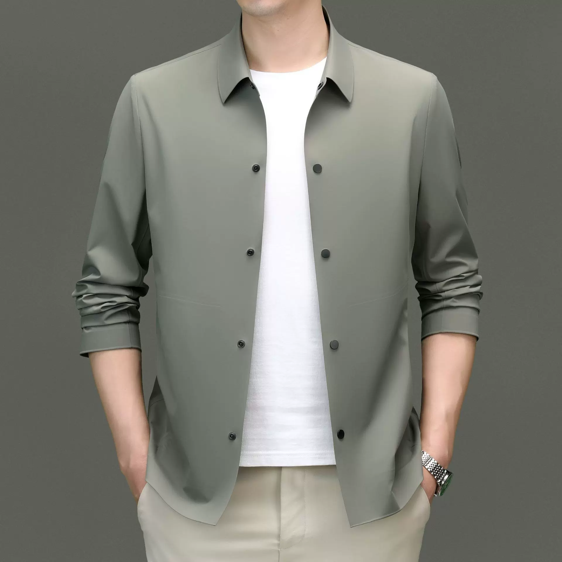 2024年男士时尚外套夹克长袖男装日常秋季新款潮流休闲百搭上衣