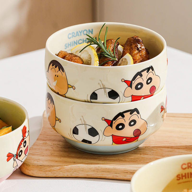 クレヨンしんちゃん陶器丼家庭用カラーラウンドボウル漫画ボウルかわいい子供用お粥ボウル高価値ヌードルボウルスープボウル|undefined