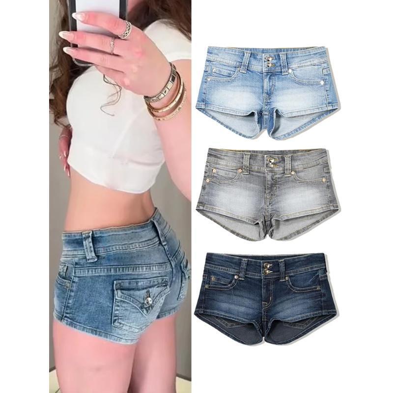 R 90486 Low Waist Denim Shorts Low-Waist Hip-Hugging Denim Shorts Cross-Border Trade