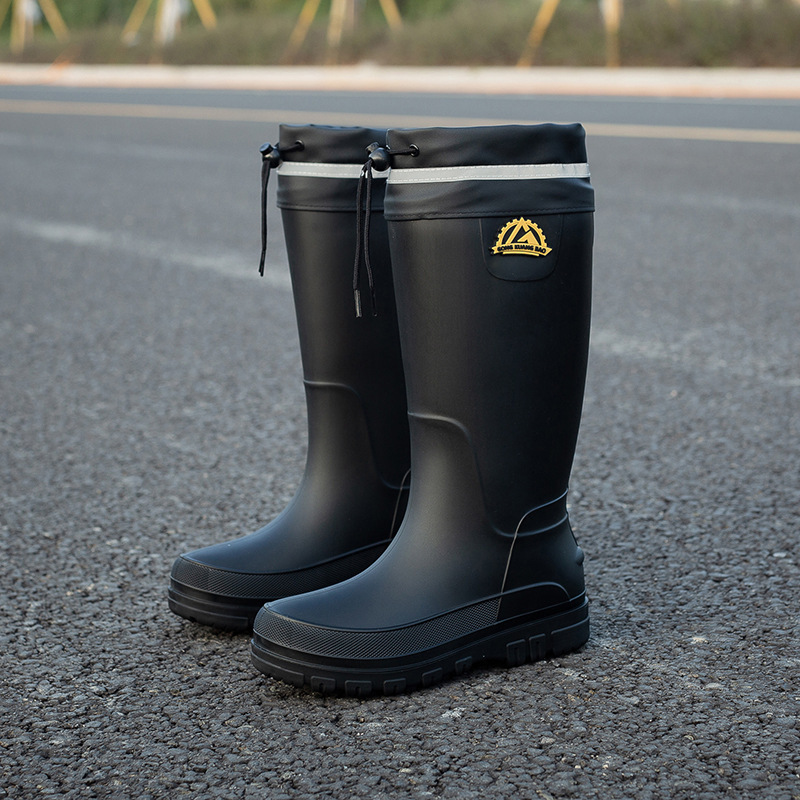 Cross-Border Rain Boots, Men's Water Shoes, High-Top Adult Rain Boots, Thickened Non-Slip Water Boots, Labor Protection, Wear-Resistant Construction Site Outdoor Rubber Shoes