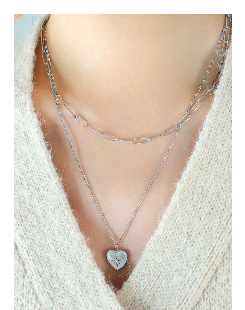 Simple Style Heart Shape Titanium Steel Plating Zircon Pendant Necklace 1 Piece
