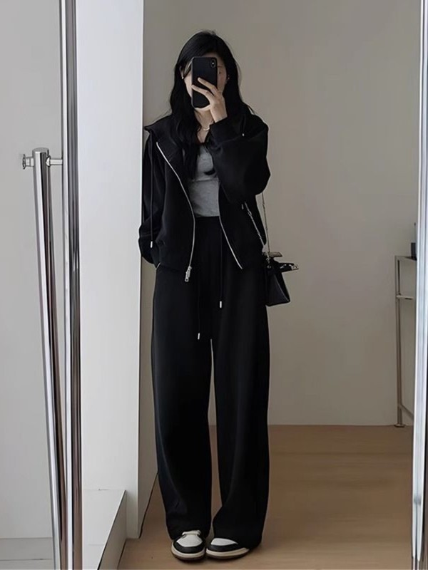 早秋装2025新款茶系穿搭一整套大码女装今年流行盐系卫衣两件套装|undefined