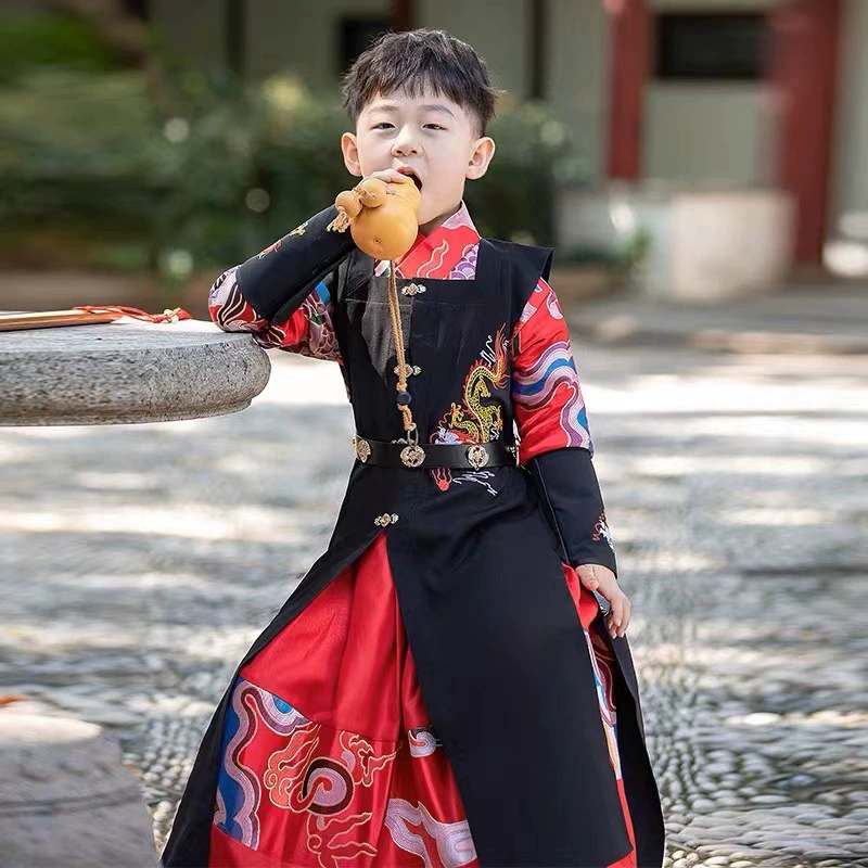Древний костюм ханьфу для мальчиков Костюм для выступлений мальчиков Детский костюм Тан в китайском стиле Суперфея Осенне-зимний костюм мастера боевых искусств