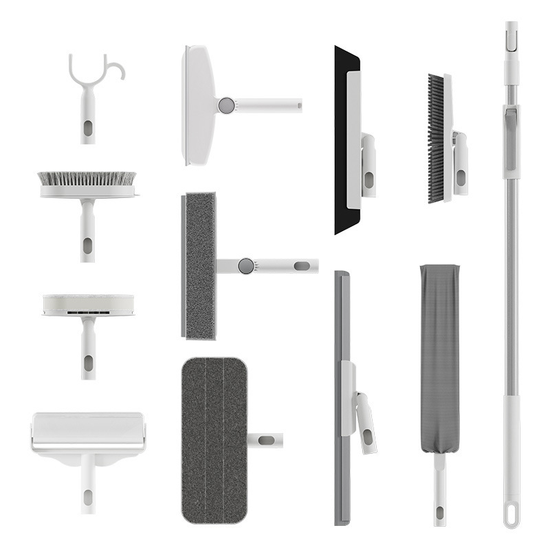 Yimijia One-Pole Multi-Use Cleaning Household Cleaning Ten-Piece Set Long Handle Floor Glass Wiper Hair Sticker suit