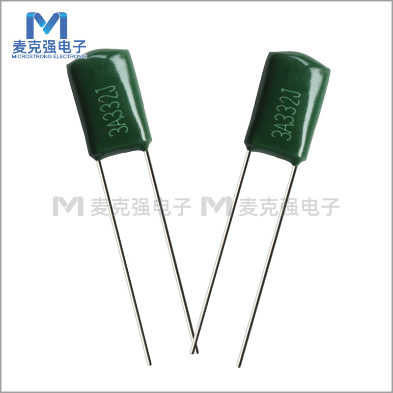 直插CL11涤纶电容3A332J 332J1000V 3.3nF 1KV 5%聚酯膜电容P=5