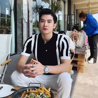夏季新款翻领POLO衫针织衫短袖男士冰丝修身商务T恤