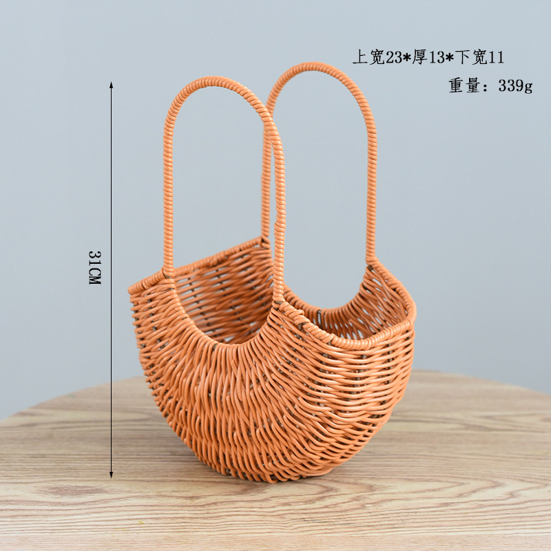 Cesta de flores de ratán tejida a mano, cesta de flores frescas portátil, cesta de paja, cesta de bambú, decoración para bebés, cesta de flores para el hogar.