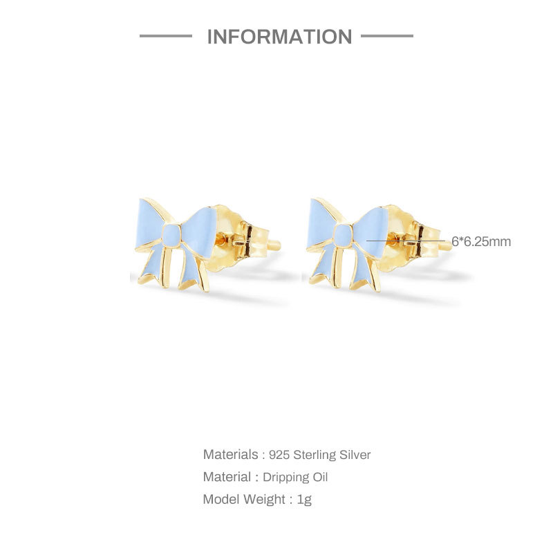 3g Weight 1 Pair 925 Sterling Silver Bow Knot Ear Studs