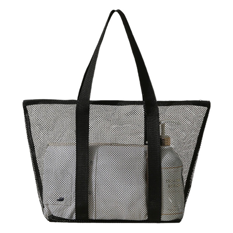 Nueva bolsa de almacenamiento de malla portátil de gran capacidad bolsa de almacenamiento portátil al aire libre simple bolsa de playa transparente bolsa de lavado de viaje