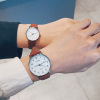 Retro trend quartz waterproof ultra thin watch for leisure suitable for men and women for beloved, Korean style, simple and elegant design, for secondary school