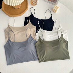 2022夏新款冰絲帶胸墊固定杯時尚裹胸內搭吊帶背修身少女美背抹胸