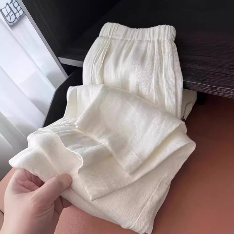 Light and elegant! New Cotton and Linen Wide-leg Pants Women's High-end White Linen Pants Women's Summer Thin Casual Pants