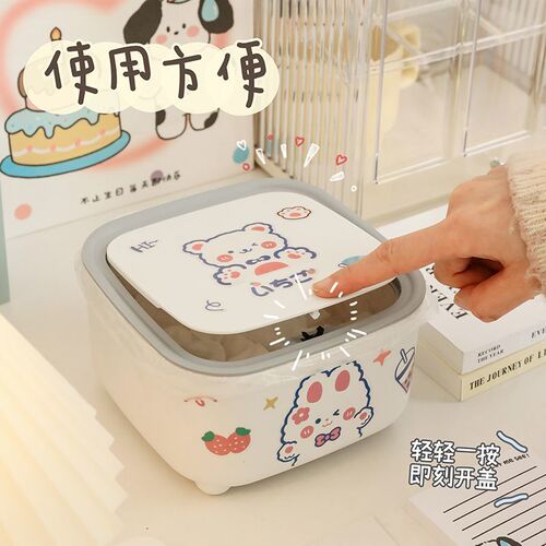 Desktop trash can push-type creative cute style storage bucket home office desk flip-top trash can with lid