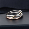 Zirconium, line ring with stone, European style, three colors, micro incrustation