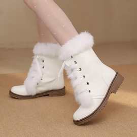 新款雪地靴韩版低跟短靴兔毛跨境大码棉靴雪地靴