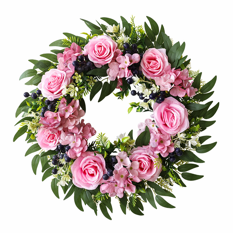 Flores de simulación transfronteriza eucalyptus guirlandas decoración de anillo de vid guirlandas de plástico rosa decoración al por mayor