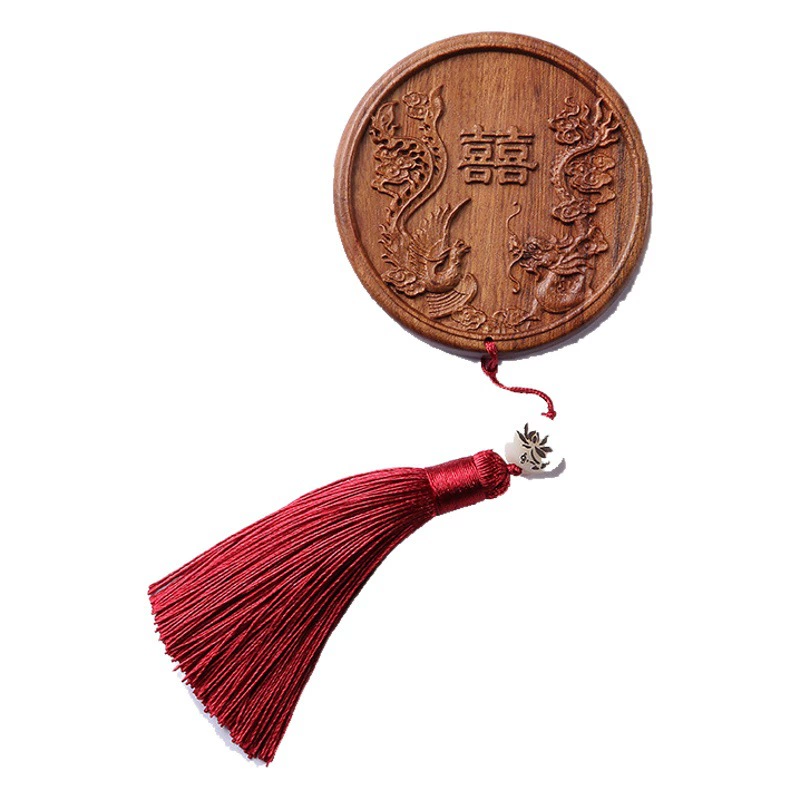 Антикварное маленькое зеркало из сандалового дерева оптом Зеленая расческа из сандалового дерева портативное косметическое зеркало круглое палисандр Дракон и Феникс свадебное зеркало