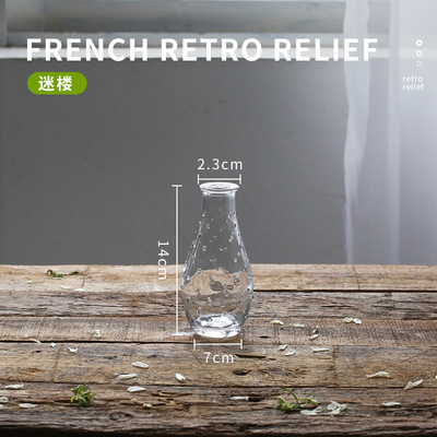 Retro repujado mini florero transparente hidropónico flor arreglo florero de cristal salón aromaterapia botella adornos Decoración