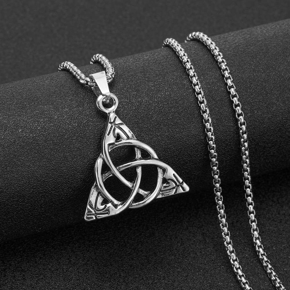 Celtic Viking Triangle Pendant For Men Retro European Style Star Moon_voghion.com