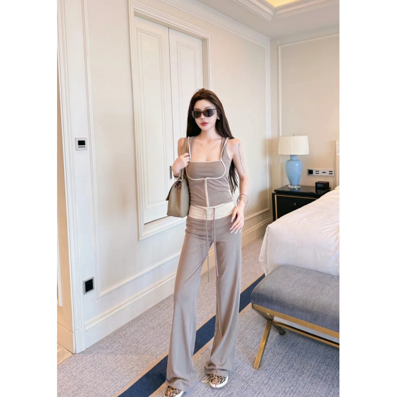 Yuan Yuan Fifth Avenue Two-Piece Color-Blocking Slimming Versatile Fashion Set Top + Pants Yuan Yuan Fifth Avenue Two-Piece Color-Blocking Slimming Versatile Fashion Set Top + Pants