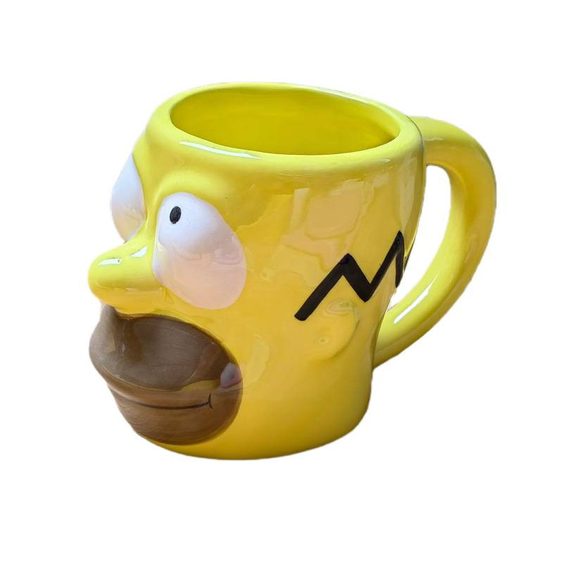 Selección estricta de dibujos animados Simpson una taza de cerámica amarilla taza 3D personalidad curiosa regalo para amigos