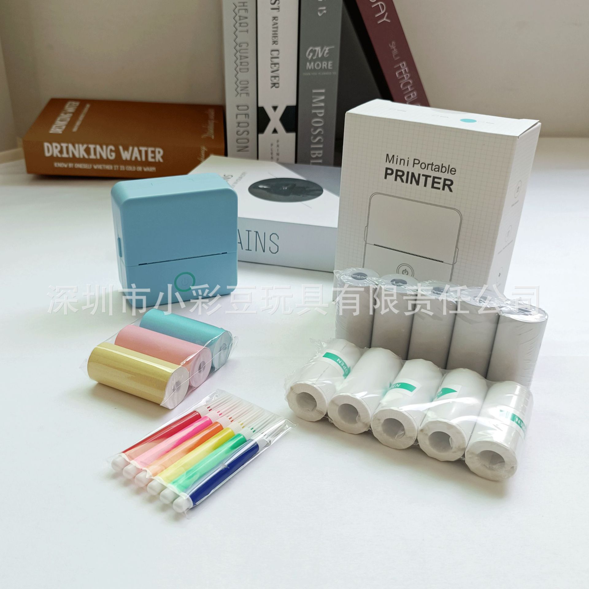 X6 blue russian version + 5 thermal paper + 5 stickers + 3 colored paper + colored pens