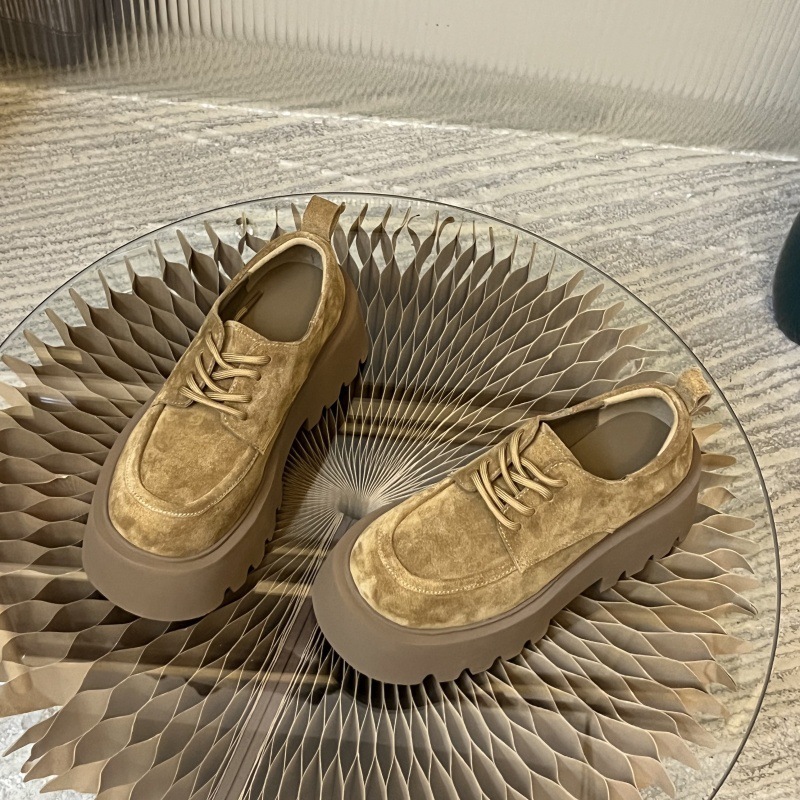 轻便不累脚增高厚底休闲乐福鞋百搭系带小个子英伦风小皮鞋女单鞋|undefined