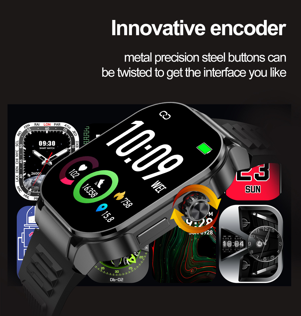 Reloj inteligente G40 de 2,1 pulgadas con pantalla cuadrada Bluetooth para exteriores_voghion.com