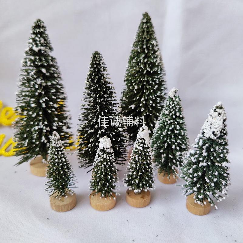 Mini Christmas tree dark green flocking upper snow Tower pine desktop decoration small Christmas tree 5~12cm