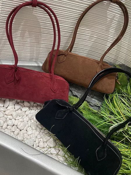 French-style niche sausage bag, vintage underarm baguette bag, genuine leather women's handbag, casual commuter versatile shoulder bag