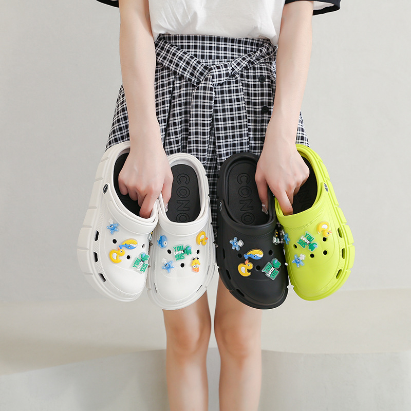 洞洞鞋女防滑外穿可愛厚底2022新款涼鞋時尚松糕沙灘鞋涼拖鞋潮夏