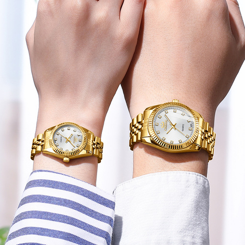 Men's and women's watches, waterproof business watches, cross-border watches, women's and men's gold couple watches