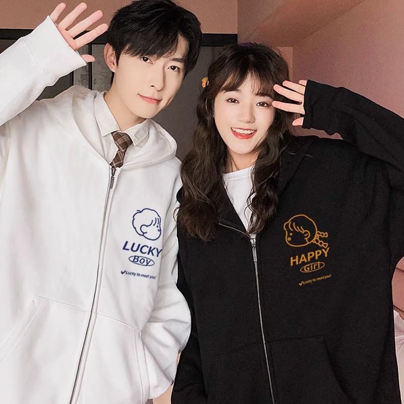 가을과 겨울 하이 엔드 센스 남성과 여성의 후드 스웨터 스페셜 커플 의류 틈새 기모 카디건 자켓 패션 브랜드 클래스 의류