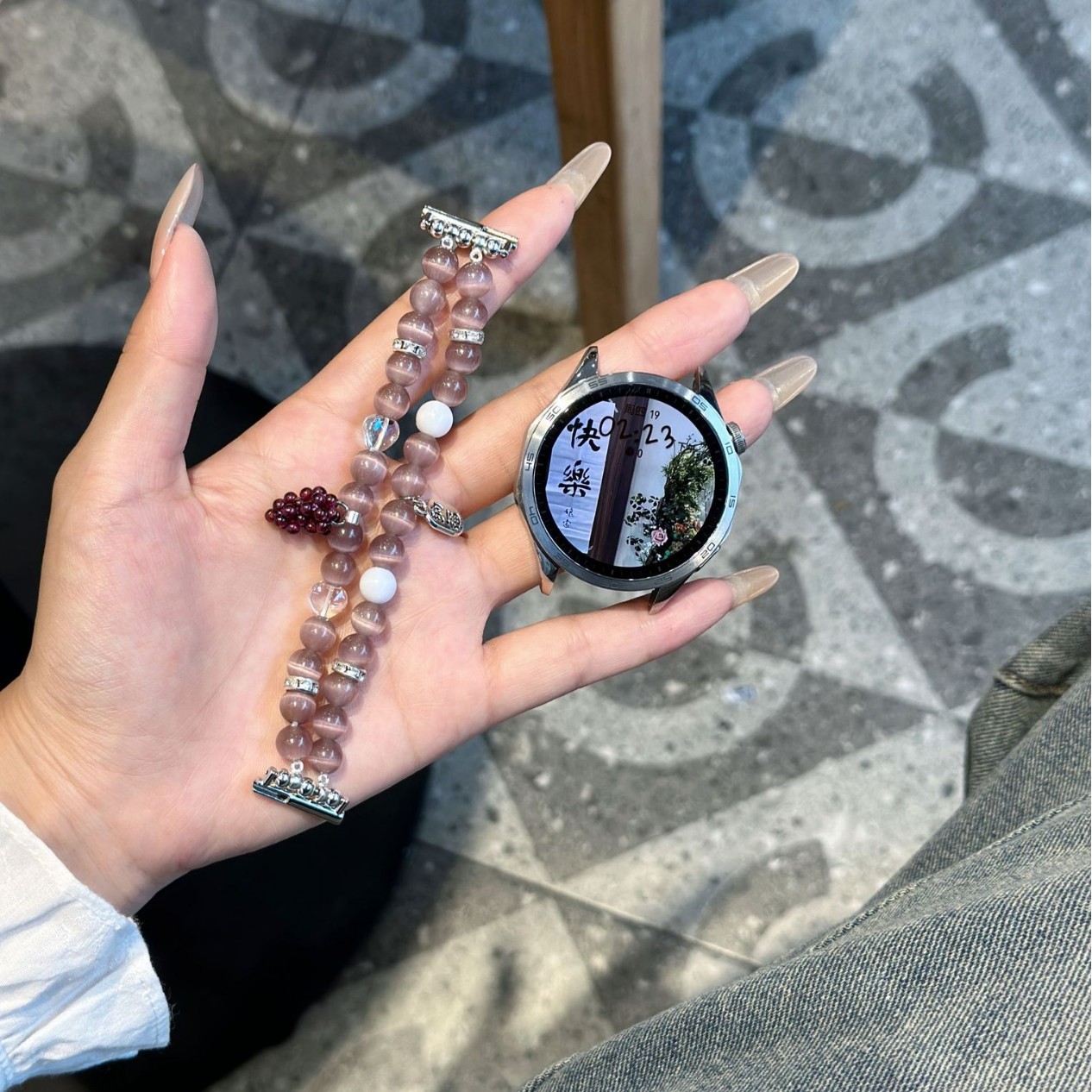 [Grape boh] Beaded Strap for Huawei GT4GT3 Watch Strap watch4pro New Women's GT2