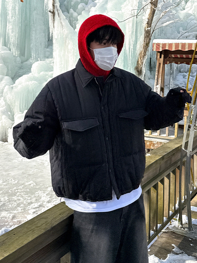 MYQ solapa Abrigo acolchado de algodón para hombres Otoño e Invierno engrosado Abrigo acolchado de algodón estilo coreano nicho de moda ropa de trabajo chaqueta acolchada de algodón