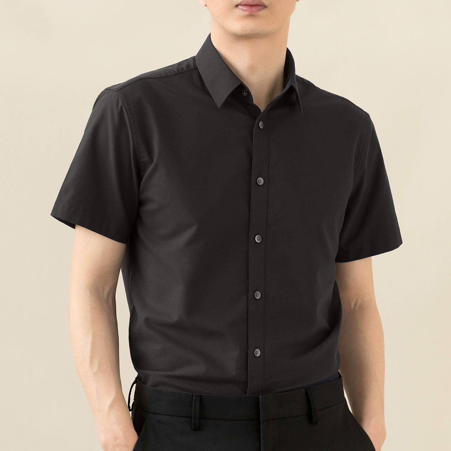 흰색 셔츠 남성용 반팔 노다림질 비즈니스 정장 한국식 전문직 남성용 흰색 캐주얼 반팔 셔츠