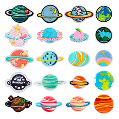 コンピュータ刺繍標宇宙星シリーズ布貼り地球刺繍布服装補助材料diyパッチ章仔