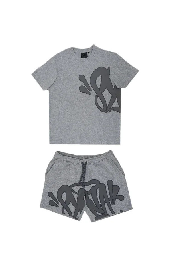 Syna Logo T-Shirt & Shorts Set 2-Piece Grey/Black