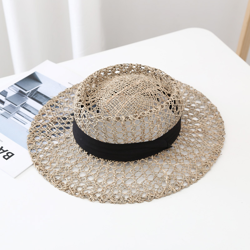 New Straw Hat Women's Breathable Salty Grass Woven Travel Sun Hat display picture 5